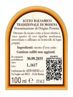 Balsamico di Modena Tradizionale etichetta retro